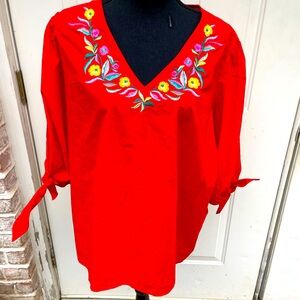 The Pioneer Woman, Red, 3/4 Sleeve, Blouse, Size Xl